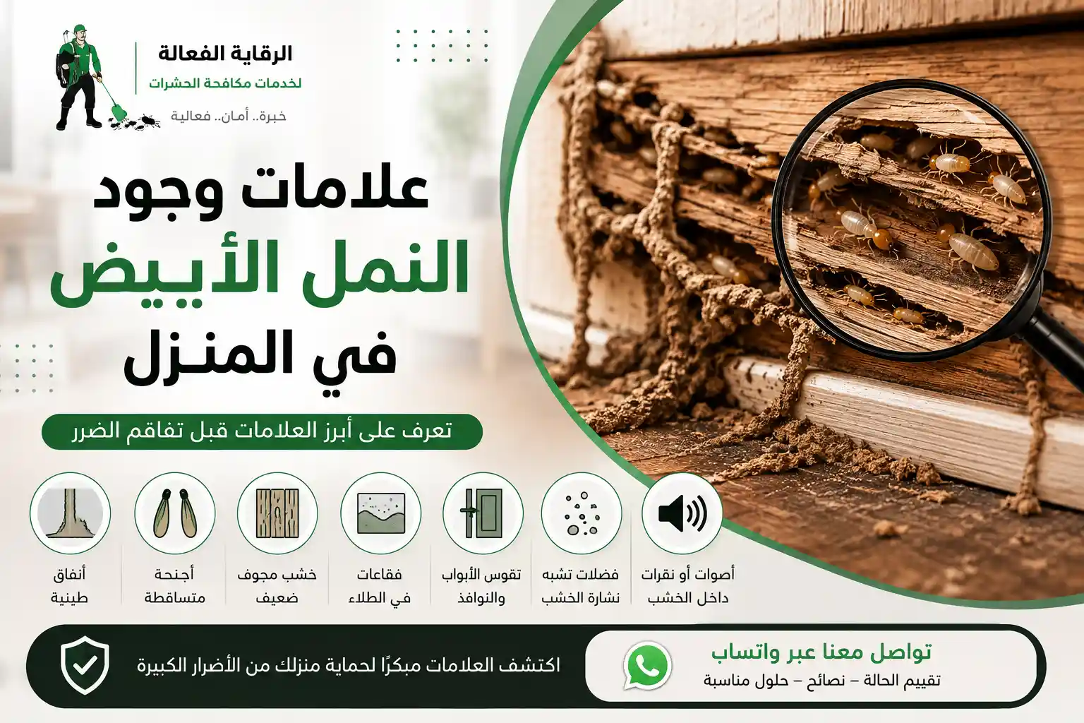 علامات وجود النمل الأبيض في المنزل